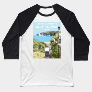 Lynton Lynmouth North Devon Cliff Railway Travel location poster Baseball T-Shirt